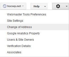 Thay đổi địa chỉ trên Google Webmasters
