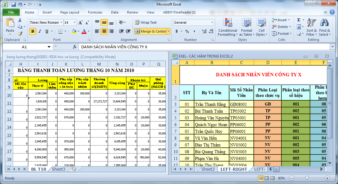 Mở nhiều bảng tính khác nhau trong cùng 1 cửa sổ làm việc của Excel - Dạng Tiled và Vertical