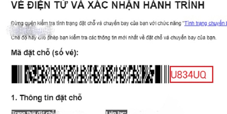 Cách kiểm tra mã đặt chỗ code vé máy bay hãng