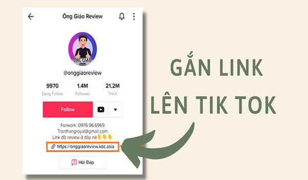 Gắn link sản phẩm trên bio kênh TikTok