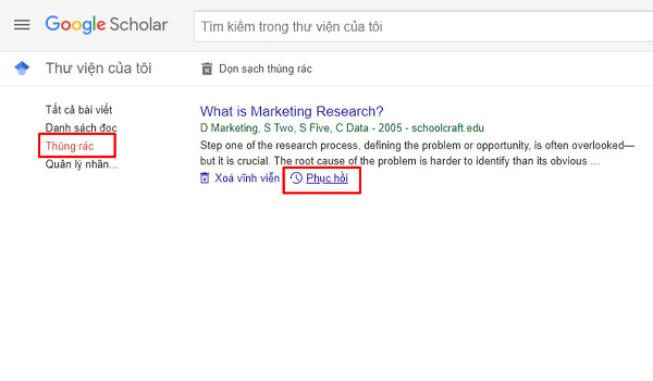 Khôi phục tài liệu đã xóa dễ dàng với Google Scholar