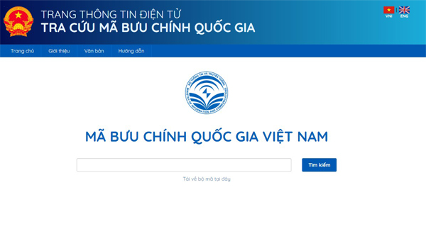 Truy cập vào trang thông tin điện tử Tra cứu mã Bưu chính Quốc gia