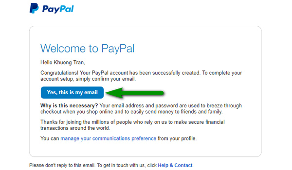 Nhấn chọn "Yes, this is my email" để thực hiện xác minh tài khoản