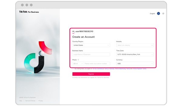 Tạo tài khoản TikTok Ads Manager
