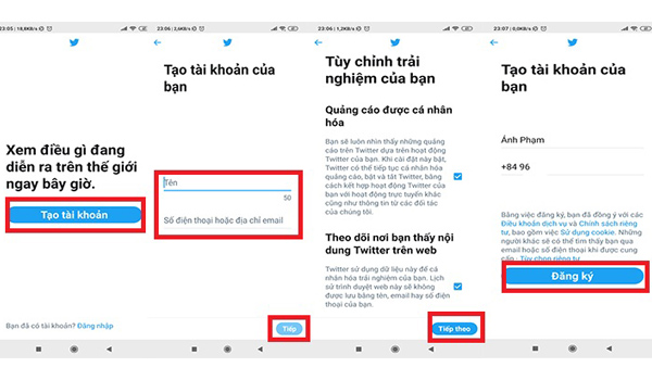 Các bước đăng ký tài khoản Twitter