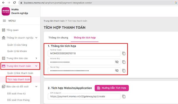 Tích hợp phương thức thanh toán qua ví điện tử MoMo trên website