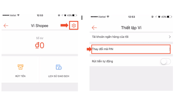 Thiết lập tài khoản ví Shopee
