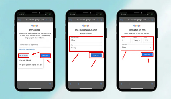 Tạo tài khoản Google đơn giản trên điện thoại