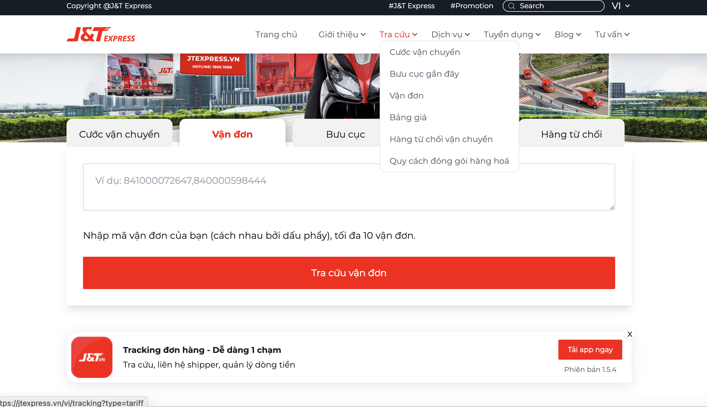 huong dan tra cuu van don jt1